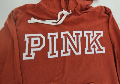 Victoria’s Secret 粉色连帽衫-女式大号-橙色“南瓜”-白色标志 — 第 1/4 张图片
