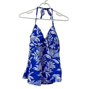 Hapari NWT Women Sz Medium Mykanos Blue Twist Halter Tankini Swim Suit Top Beach - Picture 1 of 5