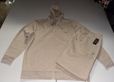 NWT's Polo Ralph Lauren Beige Full Zip Hoodie & Jogger Sweat Pants Set 2XLT Tall - Image 1 of 4