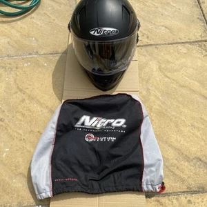 NITRO N2200 UNO MOTORCYCLE HELMET BLACK SIZE M (MEDIUM) With Bag - Picture 1 of 9