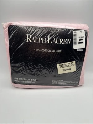 Ralph Lauren Queen Flat Sheet Oxford Red IRREGULAR Vintage New Fabric USA Made - Image 1 of 4