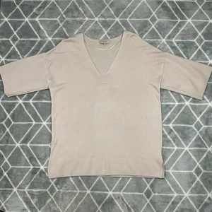Hobbs London Merino Wool Sweater T-shirt Womens XS Beige V-neck - Picture 1 of 7