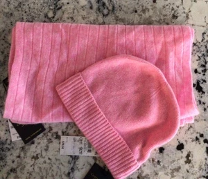Charter Club KASCHMIR Schal und Mütze Set gerippt superweich OS Kaugummi rosa Neu mit Etikett - Bild 1 von 6
