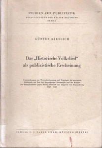 Das "Historische Volkslied" als publizistische Erscheinung : Untersuchungen z. W - Picture 1 of 1