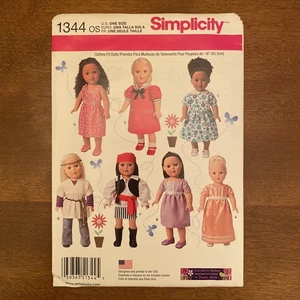Simplicity Sewing Pattern 1344 - 18" Doll Clothing Patterns - UNCUT - Picture 1 of 3