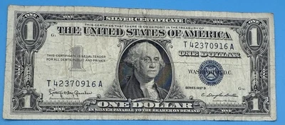 One Dollar 1957B $1 Blue Seal Silver Certificate Note Serial: T 42370916 A - Image 1 of 2