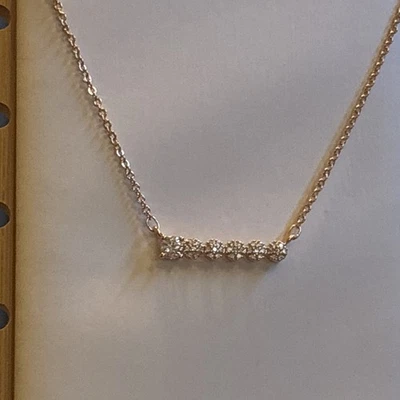 "Collar de barra con pavé de oro rosa de 18 quilates de 18""" Foto 1 de 3