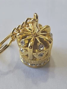Crown Keychain w Rhinestones Gold Tone 4" Long - Picture 1 of 6