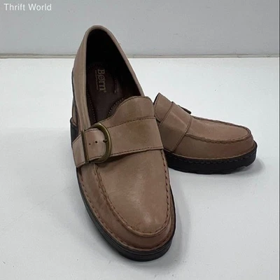 Vintage Y2K Born Taupe Tan Leather Chunky Lug Sole Buckle Loafers Size 9.5 M - Image 1 of 4