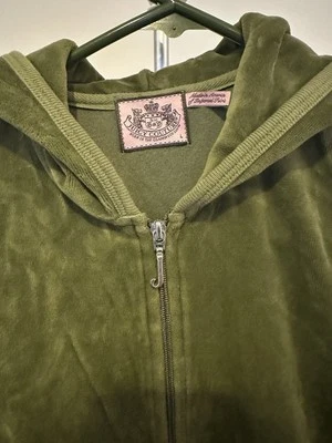 Juicy Couture Olive Green Velour Track Jacket - Image 1 of 4