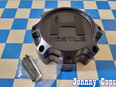 HOSTILE Wheels # HC-8007SGB . NEW SATIN BLACK / BLACK LOGO Center Cap (QTY. 1) - Image 1 of 4