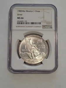 1985 MO MEXICO LIBERTAD 1 ONZA SILVER NGC MS 66 (20) - Picture 1 of 4