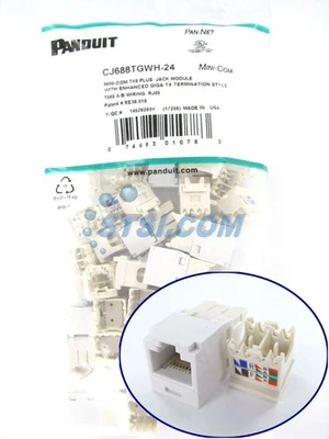 (24-PACK) Panduit CJ688TGWH-24 Mini-Com Cat6 Jack, White, GENUINE ~STSI - Image 1 of 4