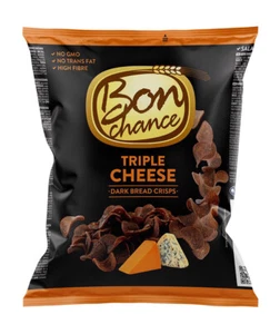 BON CHANCE TRIPLE CHEESE Flavor Baked Dark Bread Crisps Snacks 120g 4.2oz - Picture 1 of 6