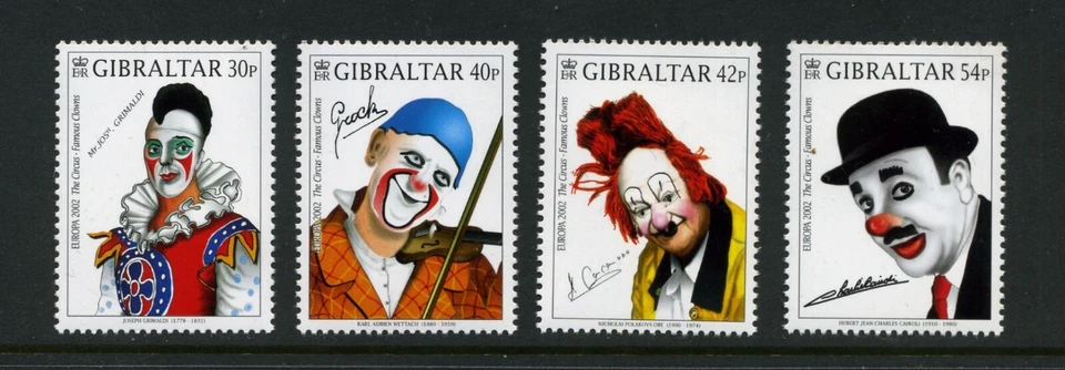 GIBRALTAR 2002 Europa Circus Clowns Set de 4 SG1002-1005 MNH Venta 6x++ Foto 1 de 1
