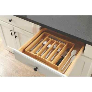 Better Homes & Gardens Bamboo Expandable Silverware Organizer Tray, Natural Fini - Picture 1 of 19