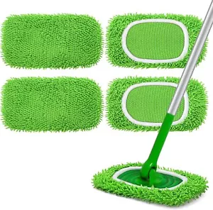Reusable Microfiber Mop Pads Compatible with Swiffer Sweeper- 4 Pack (Green) - Picture 1 of 2