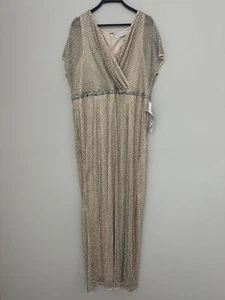 NWT MAC DUGGAL Beige Nude Evening Dress Beaded Waistband 93678 Size 16 - Picture 1 of 13