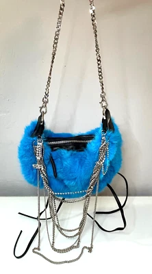 Bolsa de pele de coelho e strass SONIA RYKIEL rara vintage Y2K - Imagem 1 de 4