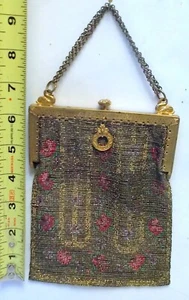 Bolso de Noche Antiguo para Mujer BOLSO Era Aleta Micro Cuentas Detalle de Mango de Cisne - Imagen 1 de 9