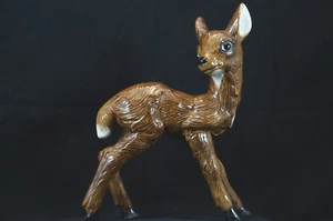 Vintage 1980 Christmas Large Ceramic Deer Reindeer Fawn 10.5" Tall - Picture 1 of 11