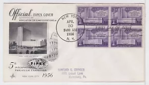 TurtlesTradingPost - FIPEX Stamp Show #1076 FDC 1956 Artcraft Cachet- Block of 4 - Picture 1 of 1
