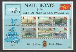 095. ISLE OF MAN 1980 STAMP M/S MAIL BOATS . MNH - Picture 1 of 1