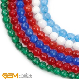 Assorted Color Jade Gemstones 8mm Faceted Spacer Loose Jewellery Making Beads AU - Picture 1 of 49