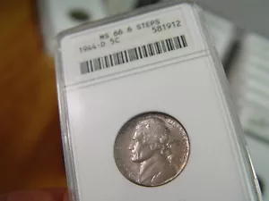 ANACS MS 66 1944-D Jefferson nickel 6 full steps - Picture 1 of 2