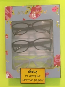 ❤️Authentische BETSEY JOHNSON 3 PAAR SET LESEBRILLE LESEBRILLE +2,00 NEU ❤️ - Bild 1 von 4