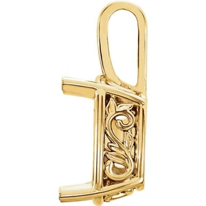 10mm x 12mm Cushion Cut 14k Yellow Gold Basket 4 Prong Pendant Setting Mount USA - Picture 1 of 3