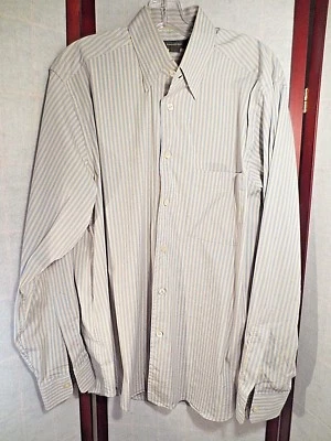 Camisa de vestir ERMENEGILDO ZEGNA para hombre azul tostado a rayas manga larga con botones L Foto 1 de 4