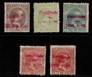 Puerto Rico 1898 Baby Hand stamped to 2c SG160-61, 163-64, 168 Mint see note - Picture 1 of 1