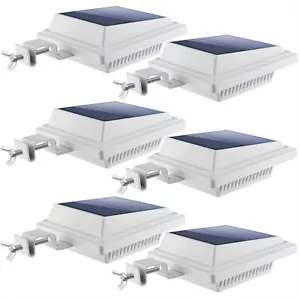 6 x Solar Powered 40LED Gutter Light Outdoor Garden/Yard/Wall/Fence/Pathway Lamp - Picture 1 of 12