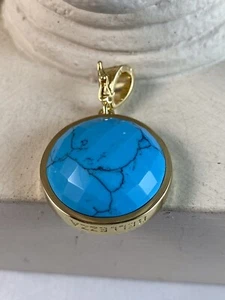 BELLEZZA 500 Lira Coin & Gemstone Reversible Enhancer Pendant~Turquoise Magnetic - Picture 1 of 7
