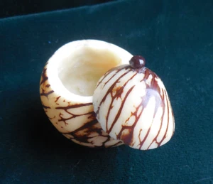 Tagua Nut Palm Ivory Ring Keepsake Pill Box Secret Stash Keepsake Trinket Case  - Picture 1 of 9