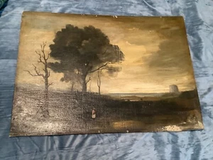Philip H. Padwick antikes englisches Ölgemälde Landschaft signiert Beschädigung ungerahmt - Bild 1 von 10