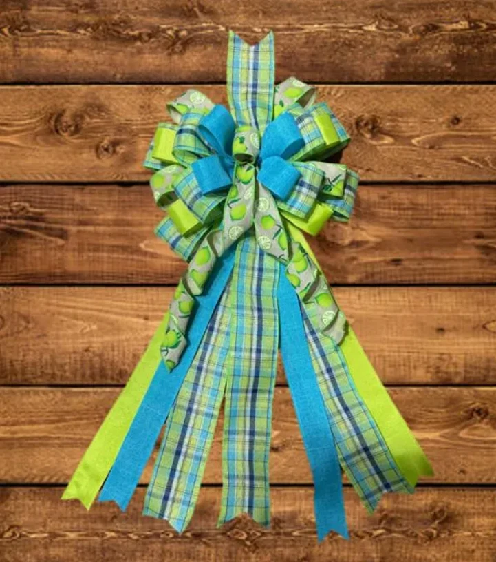 Arco hecho a mano primavera/verano verde lima y para colgador de puerta, buzón, corona Foto 1 de 1