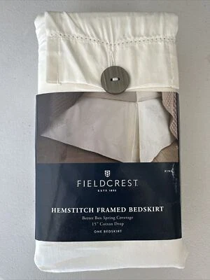 Falda de cama Fieldcrest King beige 15" algodón caída nueva en paquete Foto 1 de 2