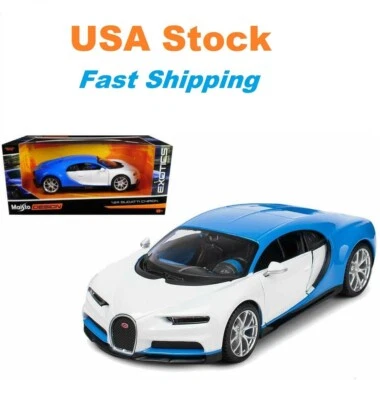 Bugatti Chiron Sport Toy Car Exotics Maisto Special Edition 1:24 Blue/White 7.5" - Image 1 of 4