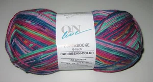 150g ball of ON LINE SUPERSOCKE 6ply CARIBBEAN COLOR sock knitting yarn #1353 - Picture 1 of 1