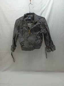 Arden B Lamb Leather Moto Jacket Brown Sz Junior Medium  - Picture 1 of 8