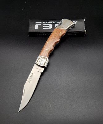 SEJ®GERMANY Nostalgie Taschenmesser SEJ-K011 | Holzgriff 440C Messer Camping Outdoor Angeln