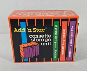 Vintage 1973 Add n Stac Cassette Storage Unit Interlocking 8 Capacity UNUSED - Picture 1 of 7
