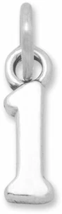 Oxidized "1" Charm 925 Sterling Silver - Picture 1 of 1