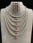 AD CZ Indian Bollywood Bridal Party Jewelry Wedding Women Long Neckless Set A16