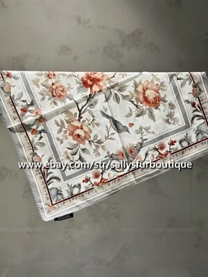 Sallys Boutique 70% Cotton 30% Silk Scarf Florals Print Collar Necktie 21" Gray - Image 1 of 4