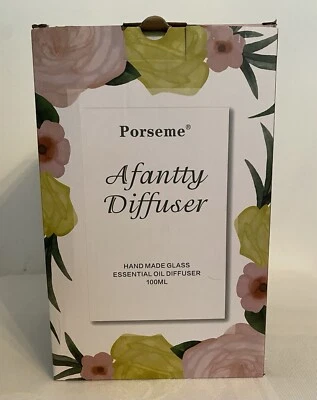 Essential Oil Diffuser Aromatherapy NEW Hand Blown Glass 100ml Porseme Afantty - Image 1 of 4