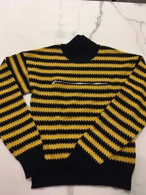 SONIA RYKEIL Womens Beautiful Navy & Yellow Striped Turtleneck- Great Condition  - Image 1 of 3