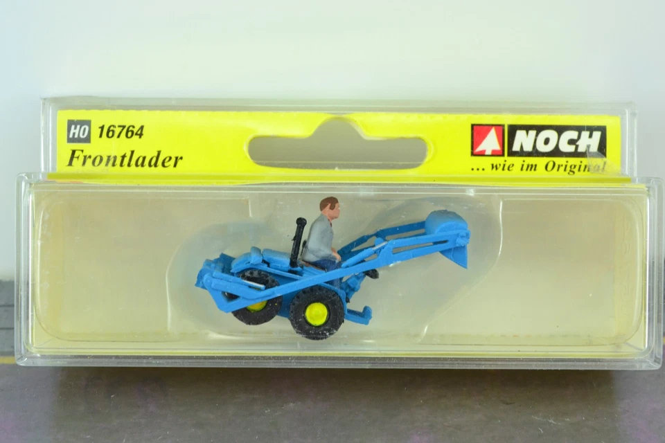 NOCH 16764 Front Loader Tractor w/ Figure Blue HO Scale 1:87 Foto 1 de 1